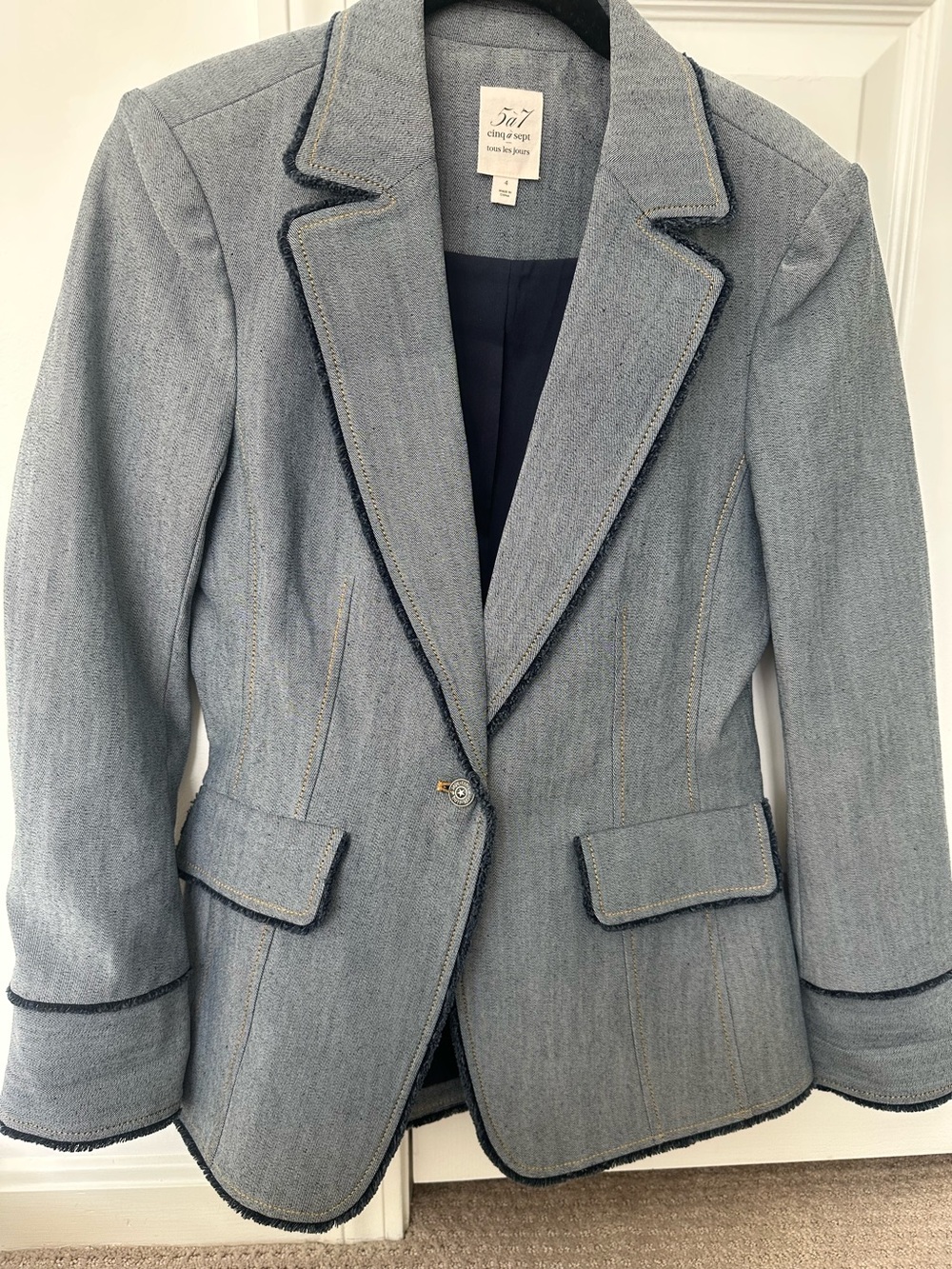 Cinq A Sept Light Blue Denim-Style Blazer Jacket